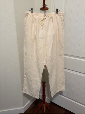 Quince Cream Elastic Waist Gauze Pants